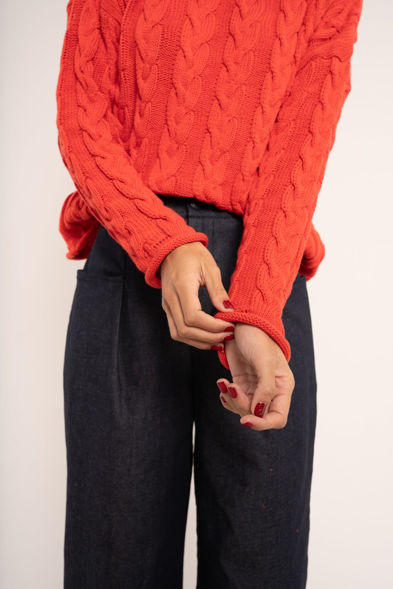 Classic Cable Pullover - Tangerine - Image 5