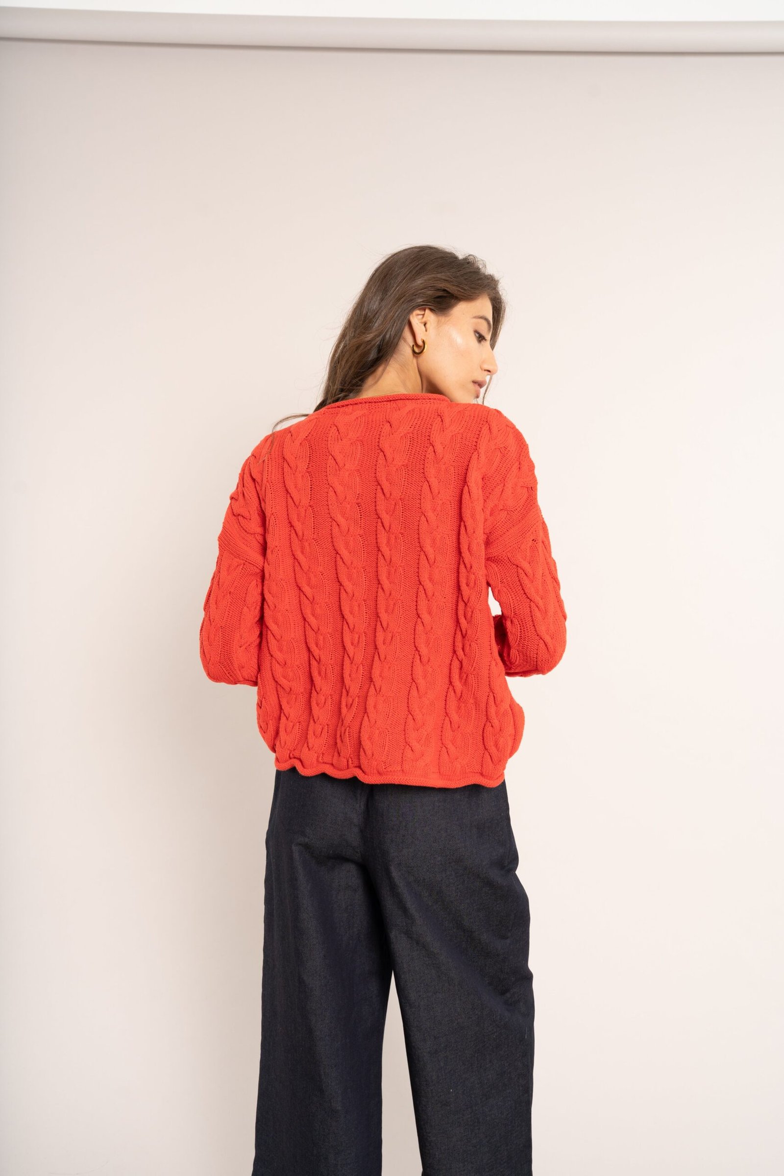 Classic Cable Pullover - Tangerine - Image 6