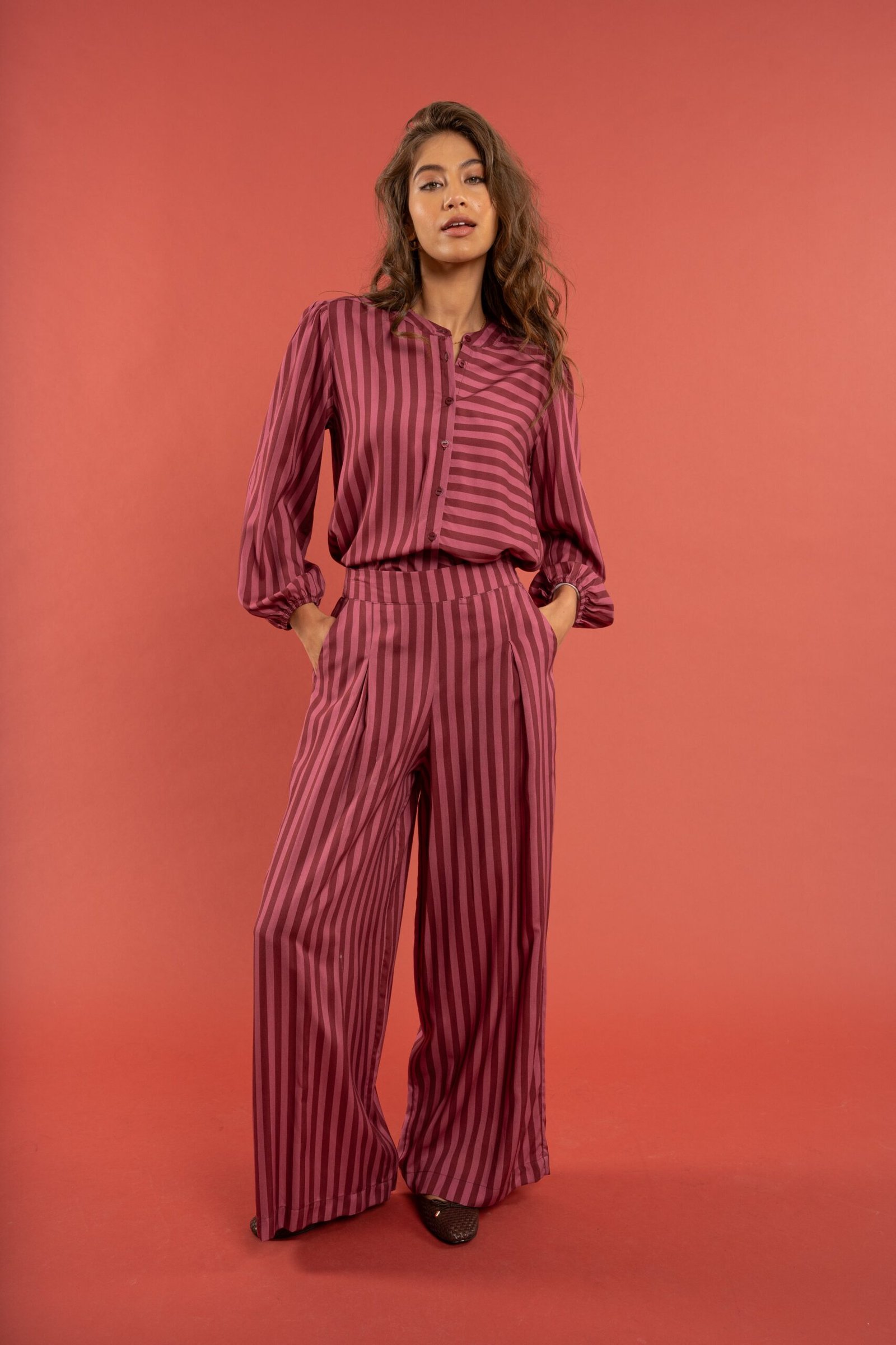 Peacock Pants - Burgundy Stripe