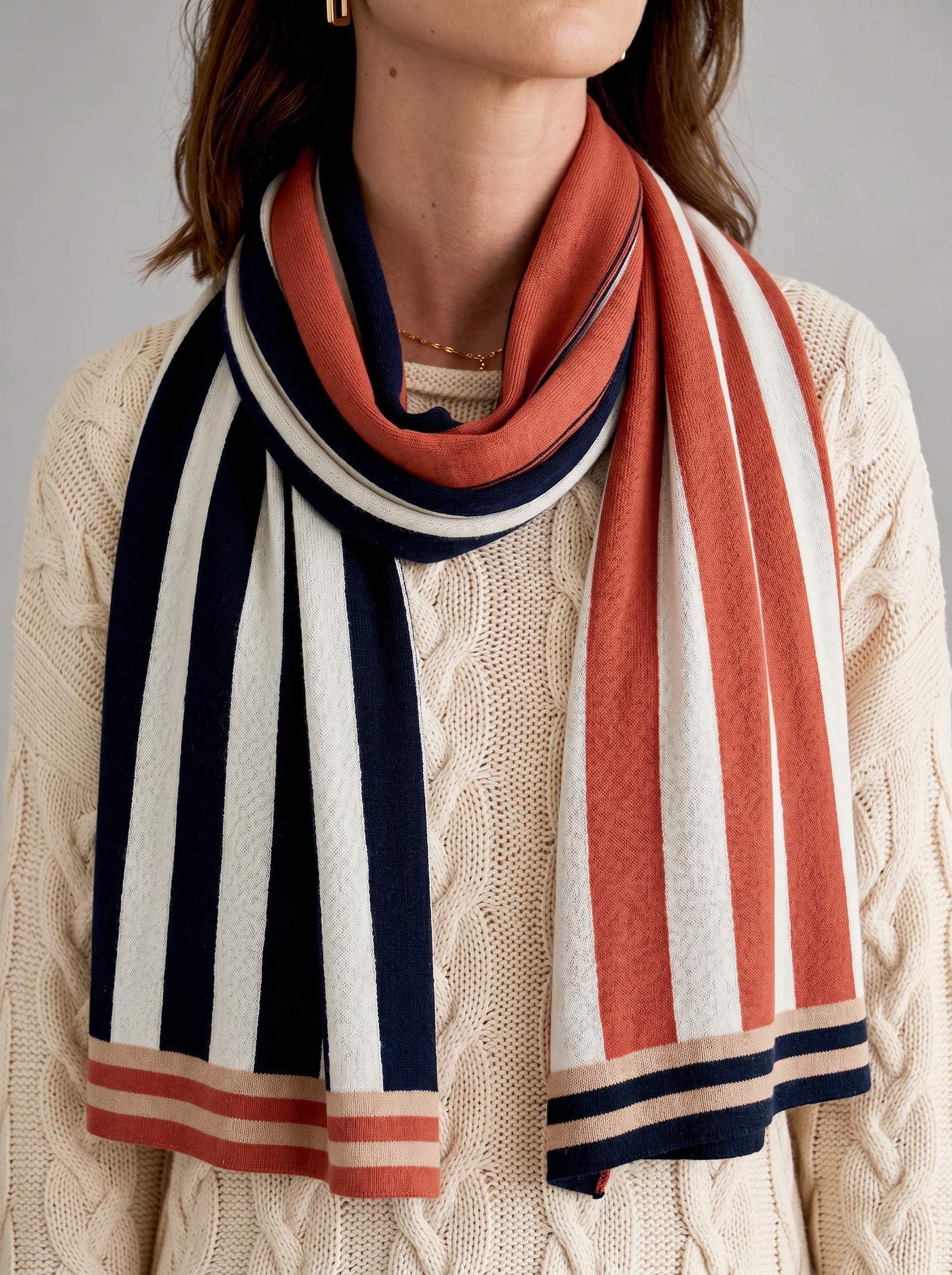 Stripey Scarf - Clay