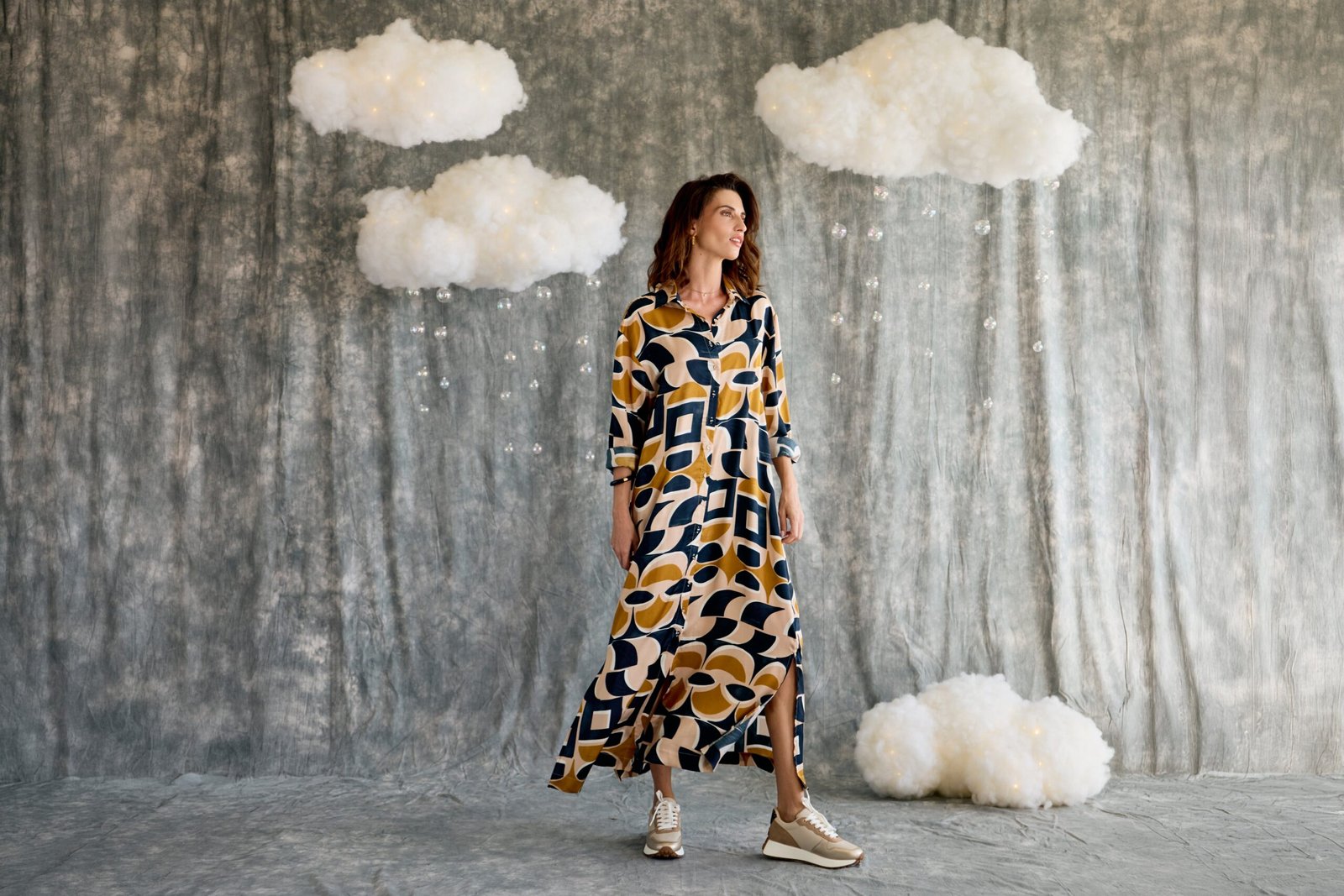 Shift Shirt Dress - Toffee Geo - Image 3