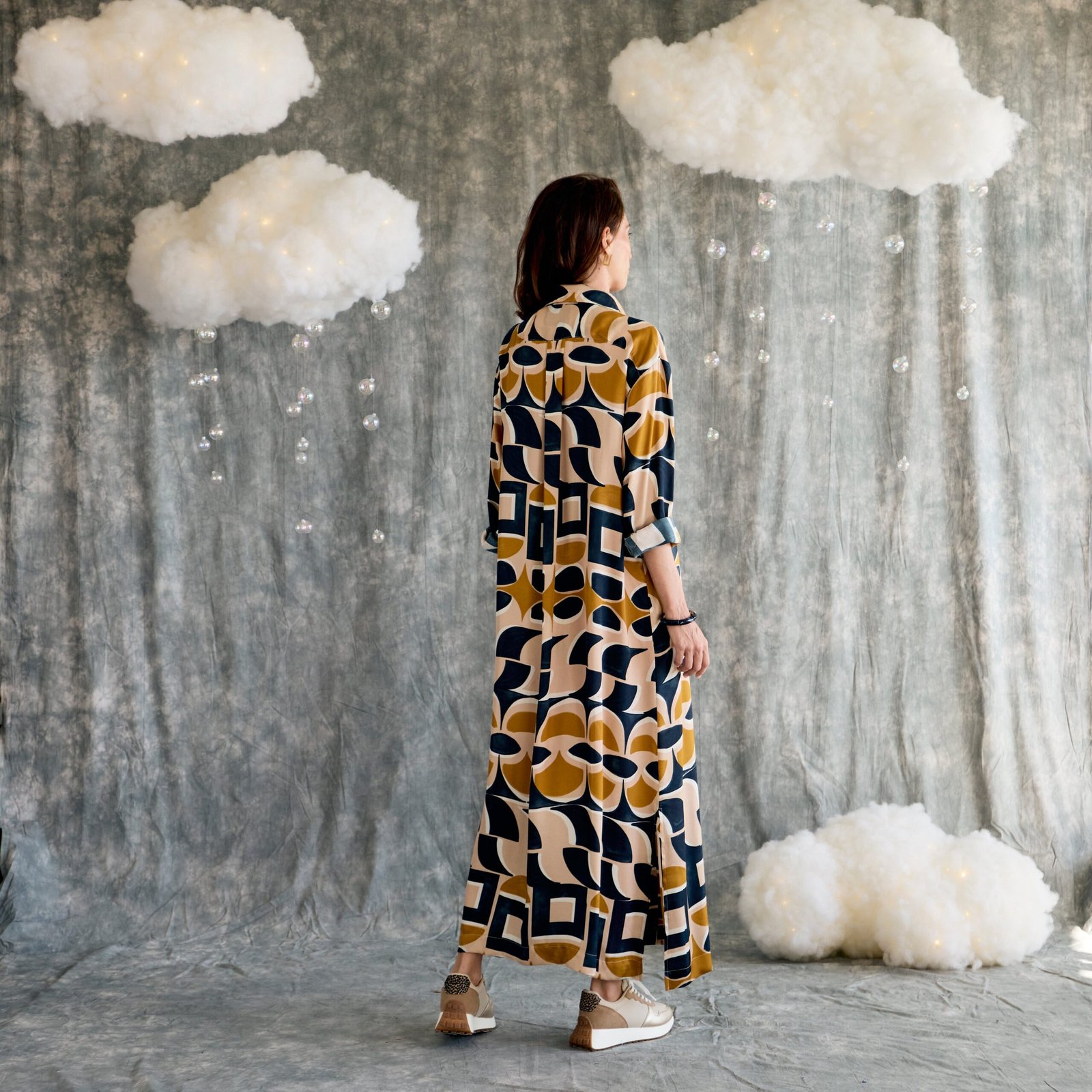 Shift Shirt Dress - Toffee Geo - Image 4