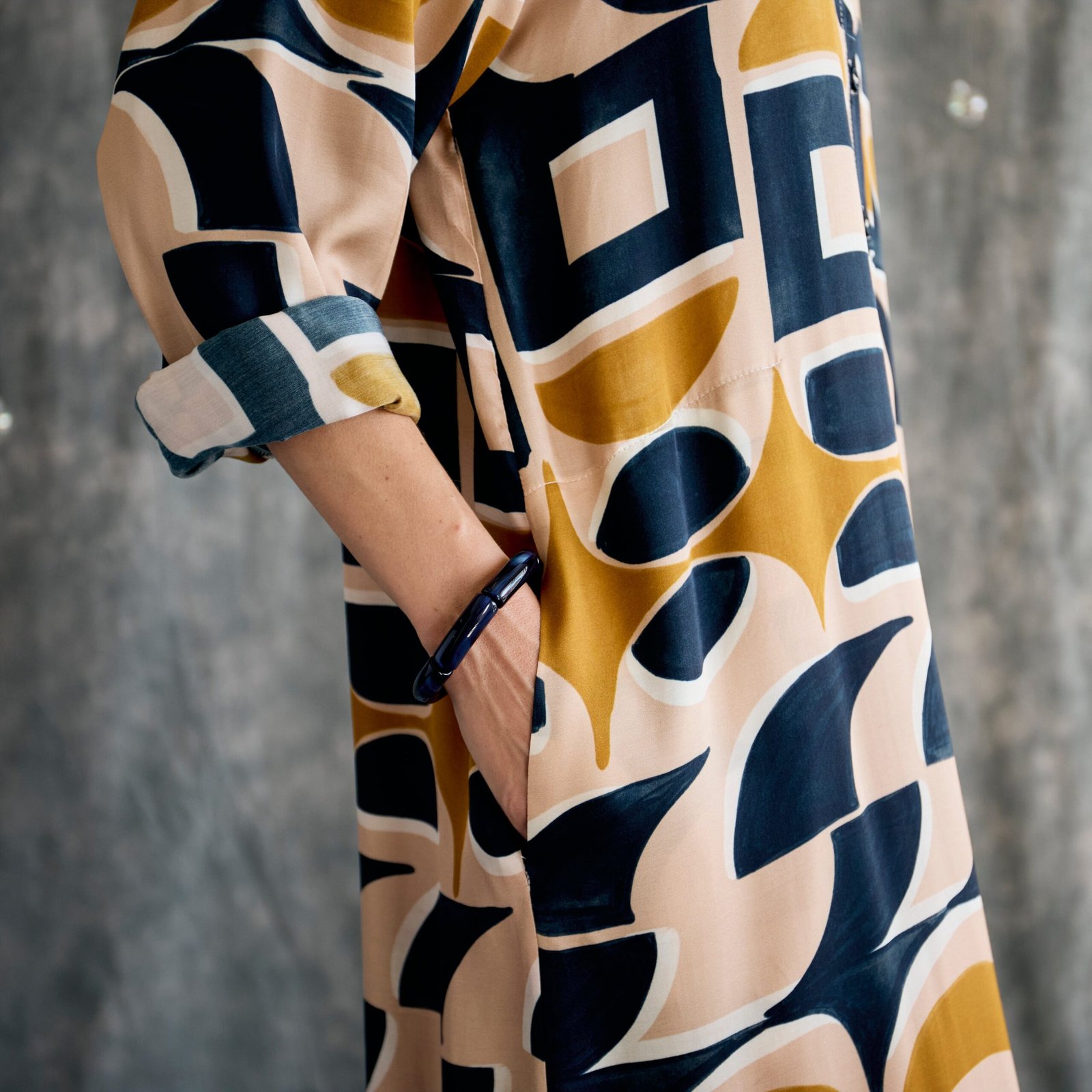 Shift Shirt Dress - Toffee Geo - Image 5