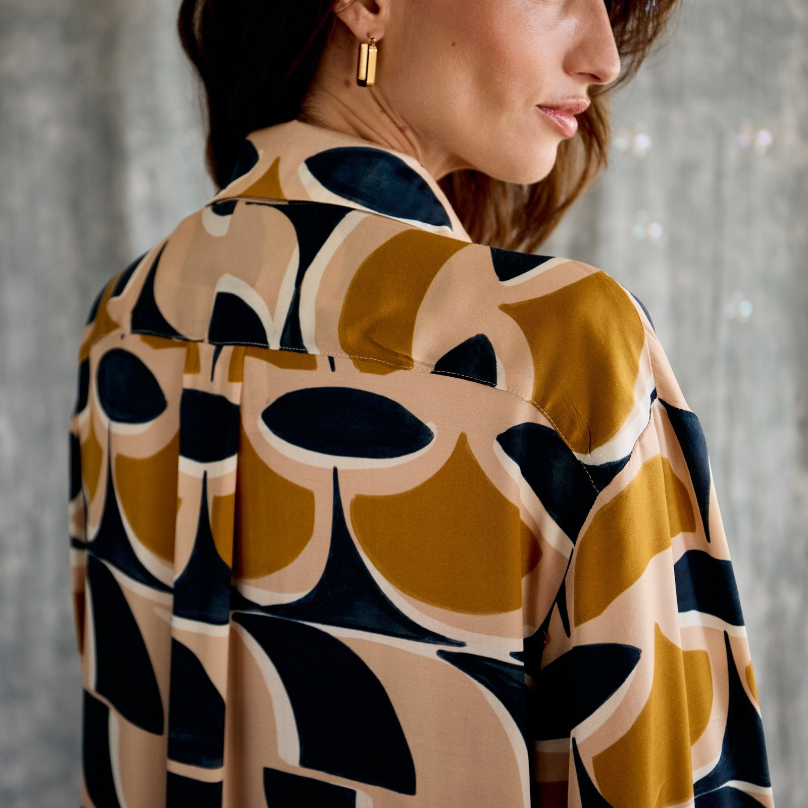 Shift Shirt Dress - Toffee Geo - Image 6