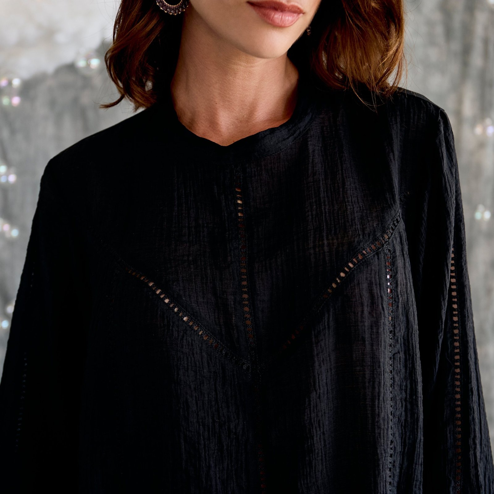 Inset Blouse - Black