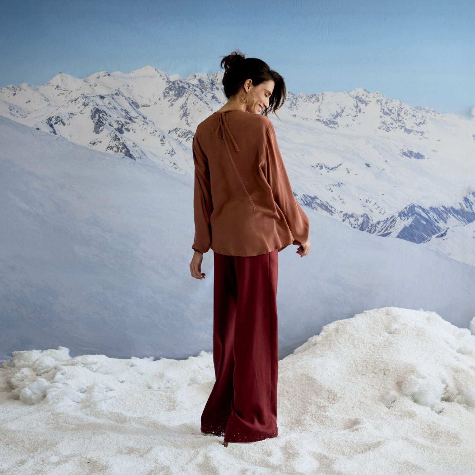 Pintuck Blouse - Brick - Image 4