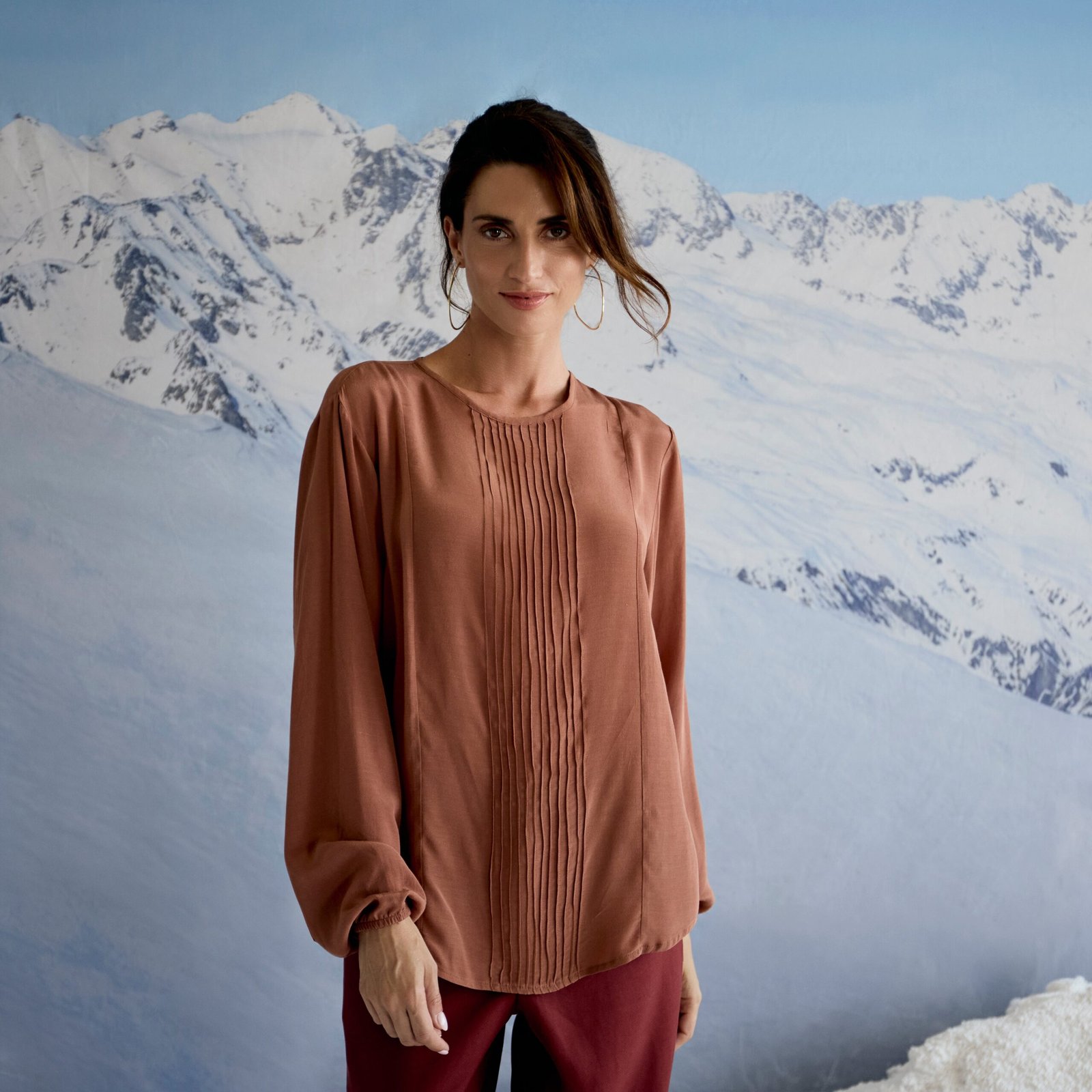 Pintuck Blouse - Brick