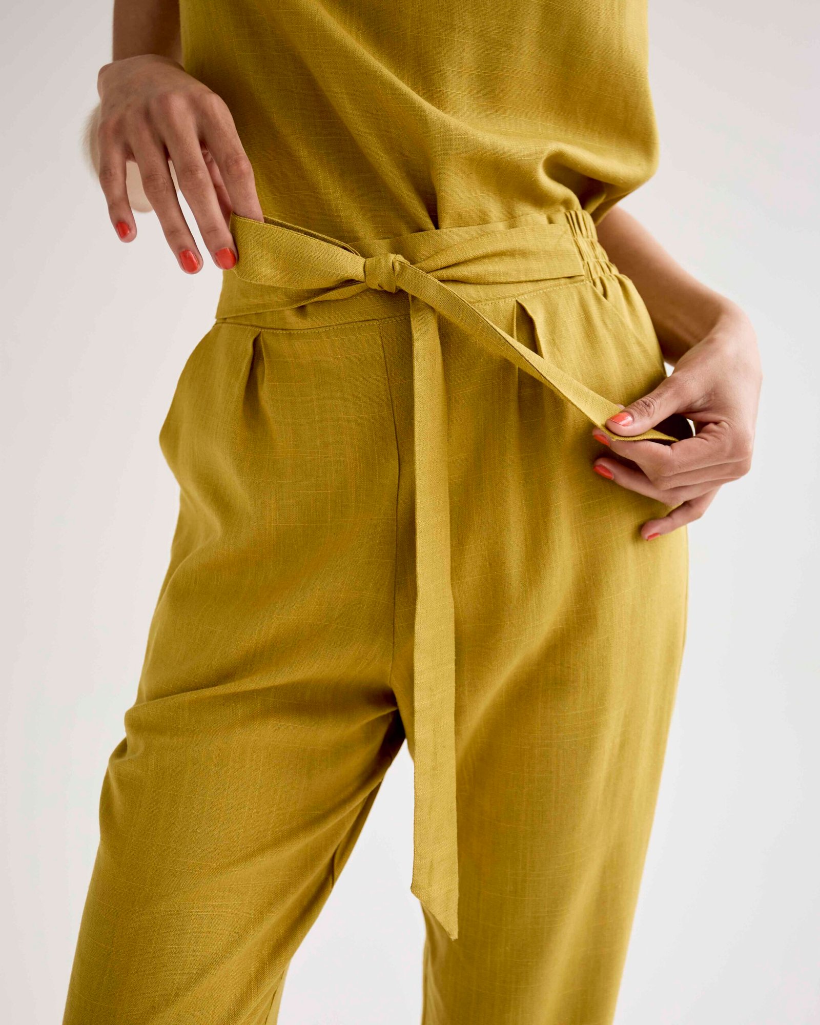 Ashley Pants - Chartreuse Slub - Image 2