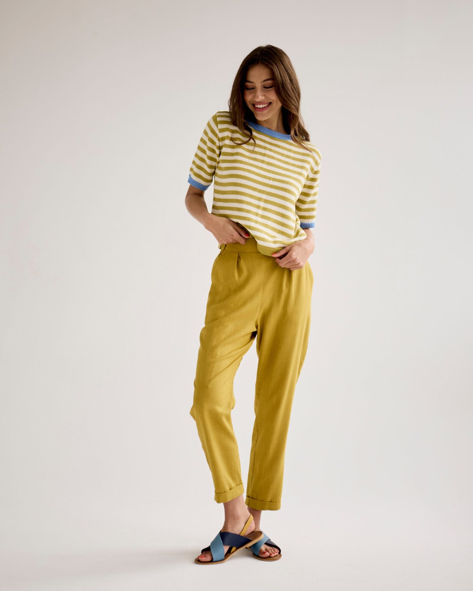 Ashley Pants - Chartreuse Slub - Image 5
